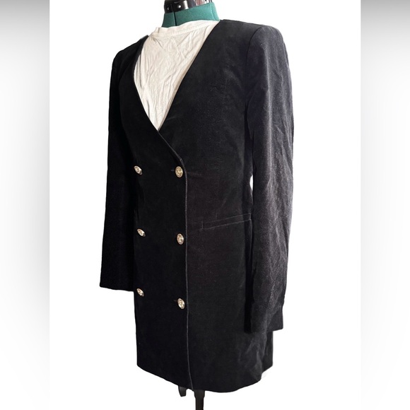 EUC Good American Velvet Double Breasted Boss Blazer Dress Size 2 - Picture 4 of 16